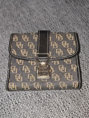 Dooney & Bourke Brown and Tan Signature Foldover Wallet